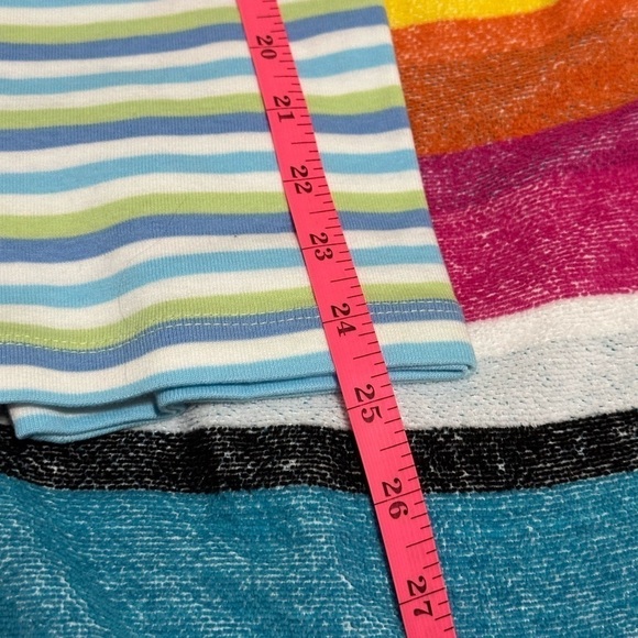 Brand new ladies v-neck White Stag tee, size 12-14 . Purple/blue/green stripes - Picture 2 of 4